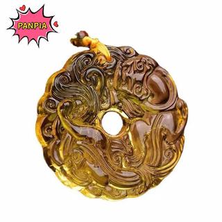 Dây chuyền ngọc bích khắc rồng mặt đá rỗng, thời trang làm quà tặng