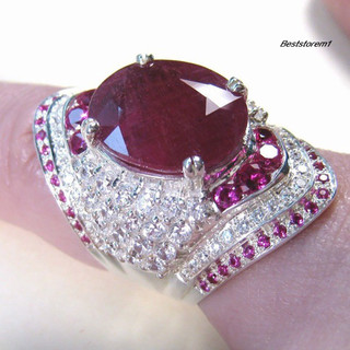Cửa hàng tốt nhất| Lấp Lánh Kẻ Sọc Giả Đá Ruby Nhẫn Đính Hôn Nữ Món Quà Trang Sức