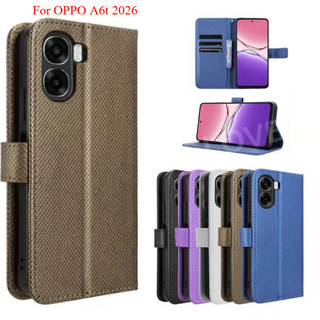 Ốp Điện Thoại Cho Oppo A6t A6T A6s A6i A6x A6 Pro A6C 4G 5G 2026 Da Kim Cương Sang Trọng Vỏ Điện Thoại Chống Sốc Mặt Sau Bảo Vệ