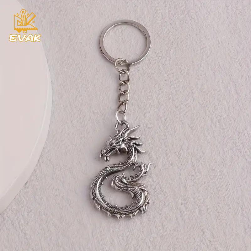 Alittlesetrtu Vintage Bạc Hợp Kim Kẽm Hình Rồng Móc Khóa Mặt Dây Chuyền, Quà Tặng Sinh Nhật Hoặc Ngày Lễ, Sản Phẩm Thời Trang Sáng Tạo, Phong Cách Retro VN