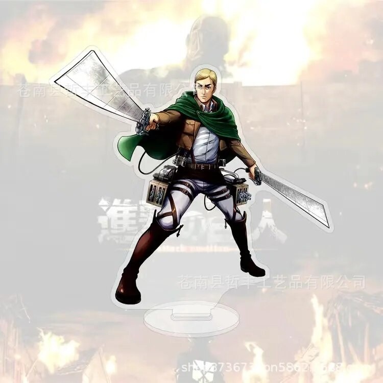 Mô hình Standee Hot Anime Attack on Titan Eren Jaeger k Levi Ackerman Erwin Smith Phụ kiện trang trí để bàn góc học tập