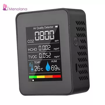 [Menolana] Máy đo chất lượng không khí Độ chính xác cao với báo động âm thanh Máy phân tích không khí Hiển thị thời gian thực