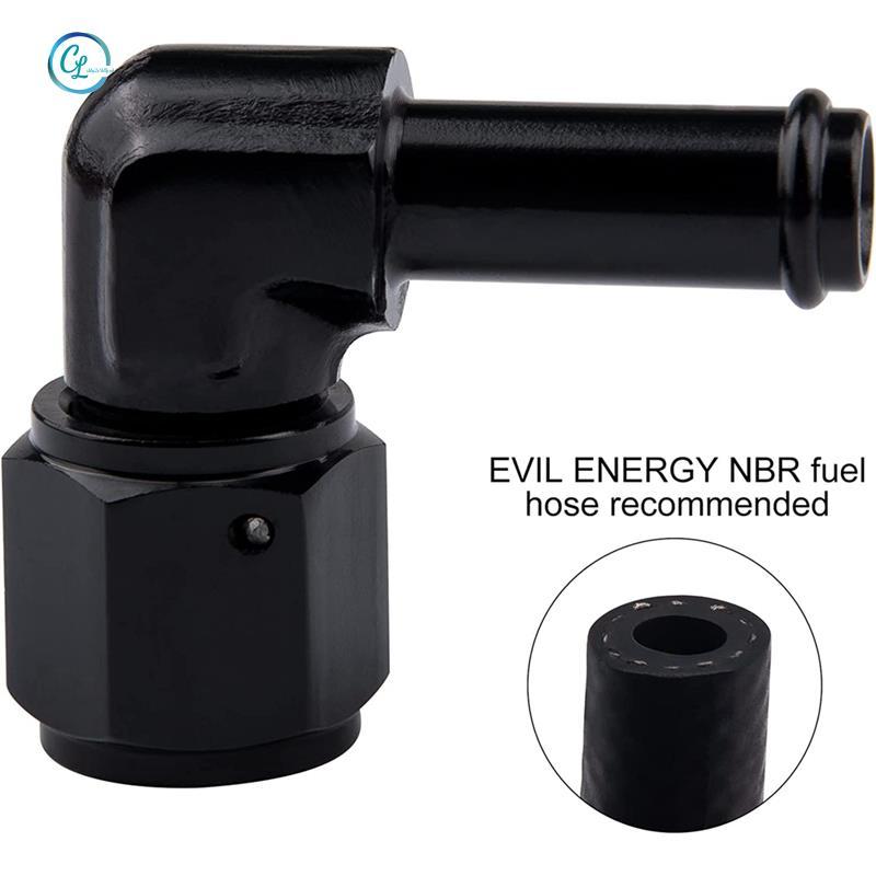 6AN Nữ toBarb 90 Độ Khuỷu Tay Xoay Phụ Kiện Ống Nhôm Barb Line Adapter Đen