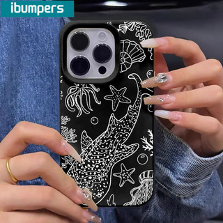 Ibumpers Ốp Điện Thoại Sang Trọng Phong Cách Duyên Hải Xanh Nhạt Họa Tiết Dưới Nước Silicon Mềm Chống Sốc Cho iPhone 11 12 13 14 15 16 17 Pro Max IP Plus