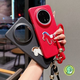 Ốp Điện Thoại Pony Năm Mới Có Dây Buộc Cho Honor X9A X9B X9C Smart X9 Magic 7 6 5 4 Pro Plus Lite 5G 4G Mặt Sau Sang Trọng Da PU Vỏ Mềm Hình Ngựa Hoạt Hình Dễ Thương