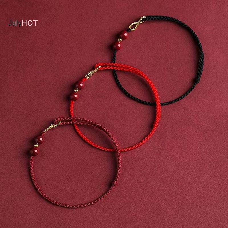 JULYHOT Thời Trang Đơn Giản Luy Vòng Tay Dành Cho Nữ Handmade Biểu Tượng Cặp Đôi Vòng Tay Cinnabar Hạt Vòng Tay Quà Tặng Massivedeals
