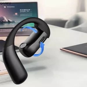 QIUWU 180° Xoay HiFi Stereo Chống Nước Không Dây Dẫn Truyền Không Dây Tai Nghe Đơn Mang Tai Nghe Giảm Tiếng Ồn Tai Nghe Có MIC.