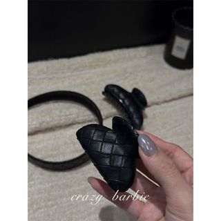 Kẹp Tóc Cá Mập Da PU Bện Kim Cương - Phụ Kiện Thời Trang Cho Nữ