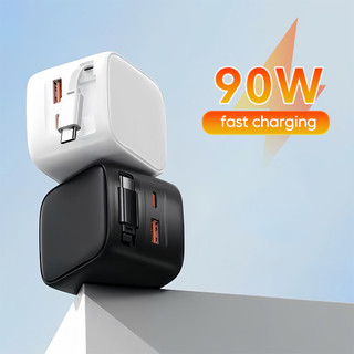 Bộ sạc sạc siêu nhanh Elough 90W Bộ sạc điện thoại di động USB Type C có cáp USB C có thể thu vào