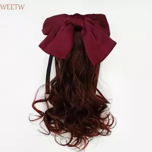 WEETW Nơ Đuôi Ngựa Tóc Giả Hàng Ngày Chất Lượng Cao Trẻ Em Mũ Sinh Nhật Trẻ Em Bé Gái Công Chúa Dễ Thương Trẻ Em Xoăn Đuôi Ngựa Tóc Giả