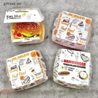 COD 50 / 100 Cái Thiên Nhiên Và Chống Mỡ Burger Paaging Hộp Burger Dùng Một Lần Cấp Thực Phẩm Thức Ăn Nhanh Hộp Mang Ra MỚI