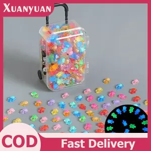 XUAN 100 Chiếc Hoạt Hình 3D Dạ Quang Rùa DIY Dopamine Màu Nhựa Mini Động Vật Phát Sáng Đêm Thu Nhỏ Các Bức Tượng Nhỏ Trang Trí Vườn Cổ Tích VN