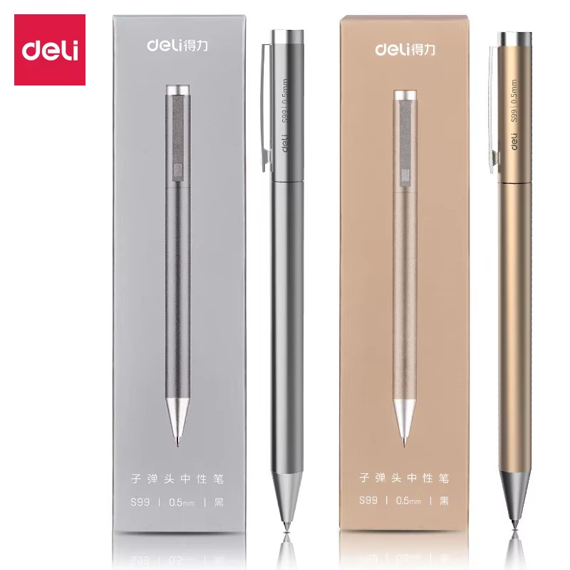 Deli Cao Cấp Kim Loại Chữ Ký Bút 0.5 Mm Vàng Bạc Gel Mực Viết Mịn Bút Để Ký Giấy Chứng Nhận Giải Thưởng Menu