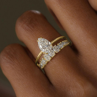 Nhẫn tinh tế hình giọt nước, zircon thời trang