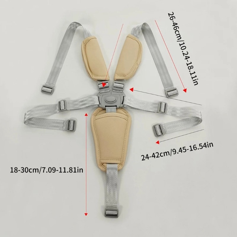 Innlike1 Dây đai an toàn cho bé có thể điều chỉnh Dây nịt 5 điểm Hỗ trợ vai có đệm để cho ăn