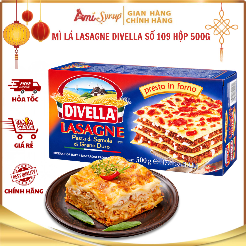 Mì Lá Lasagne Divella Số 109 Hộp 500g – Chuẩn Ý Cho Món Lasagna Đút Lò Đẳng Cấp