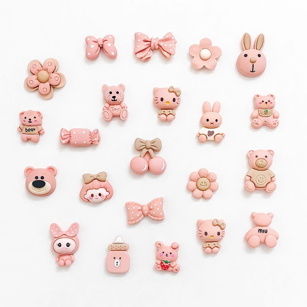 Set 12 charm màu hồng baby - Charm gắn dép xinh đáng yêu- Tổng hợp 17 bộ màu Hot