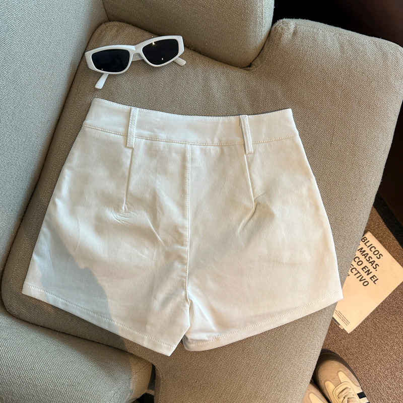SUXI Mùa Xuân Mới Nữ Mỹ Retro Màu Trơn Cổ Cao Quần Short 260227