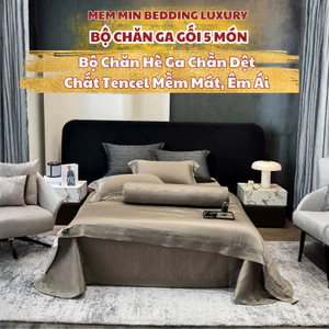 Bộ chăn hè ga chần bông 5 món tặng kèm vỏ ôm Memminbedding Luxury phong cách đơn giản, hiện đại