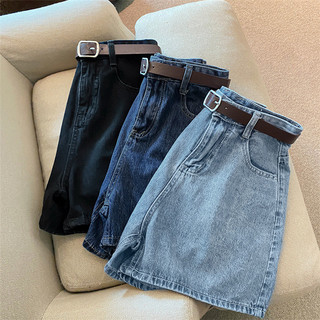 Quần short denim nữ mùa hè mới, phong cách thời thượng, cạp cao, đơn giản, thon gọn