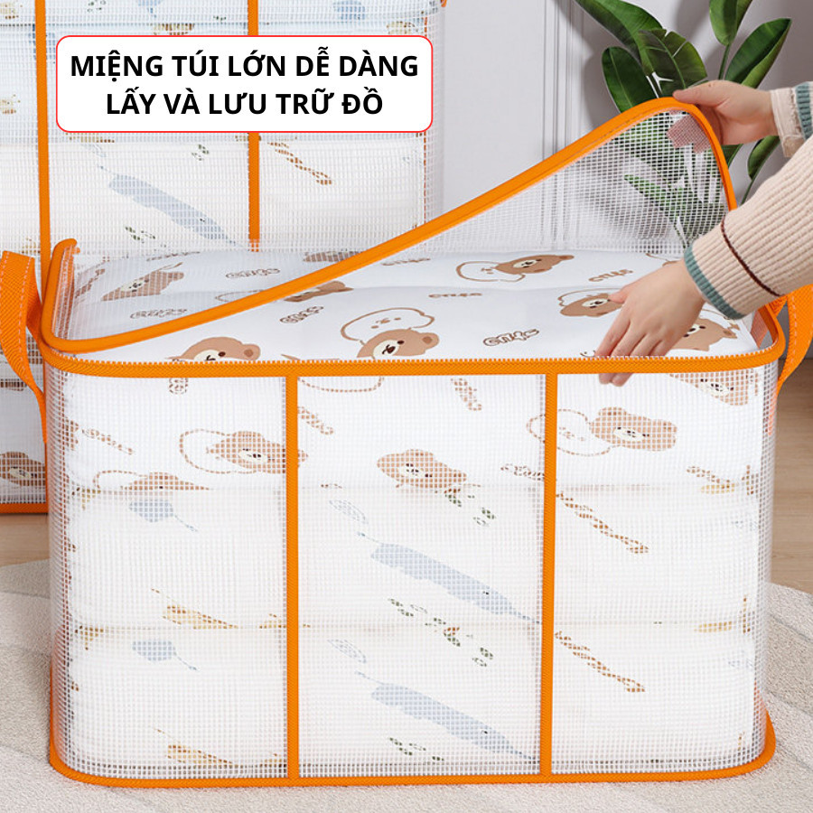 Túi Nhựa PVC Đựng Quần Áo ENODA HOME, Túi Đựng Chăn Màn Có Khóa Kéo Chống Bụi Chống Ẩm TUIPVC002