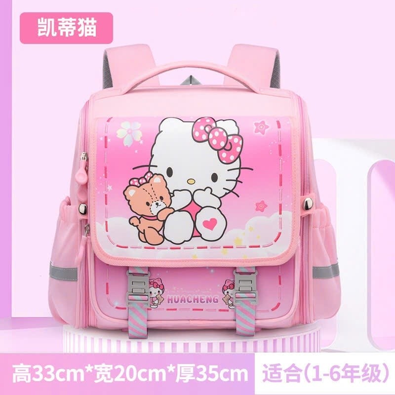 Balo Cặp Sách Bản Vuông Siêu Nhẹ Hình Kuromi Dễ Thương – Chống Gù, Dành Cho Bé Gái Lớp 1–6 tuổi