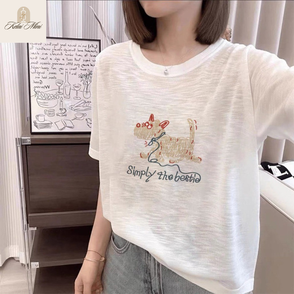 Áo thun nữ, họa tiết tinh tế, chất liệu mềm mại và mịn màng, kiểu dáng đa năng.