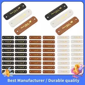 60 Chiếc Handmade Da PU Thẻ Giả Da May Trên Nhãn Tôn Trang Phụ Kiện Đan Có Lỗ Cho Đồ Thủ Công DIY