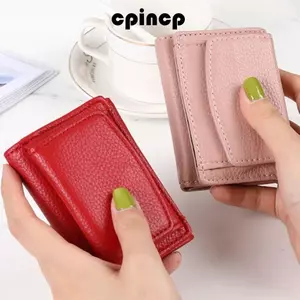 Ví nữ CPINCP, Túi đựng tiền xu dung lượng lớn chống trộm, Ví đựng tiền xu nhiều thẻ thời trang bằng da PU ba lần dành cho nữ