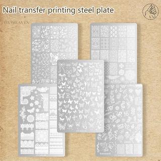 [hatheaven] Tấm dập móng tay cỡ lớn 9,5X14,5cm Hoa bướm Thiết kế rắn Mẫu nghệ thuật làm móng cho DIY Trang trí móng tay Stencils Đẹp
