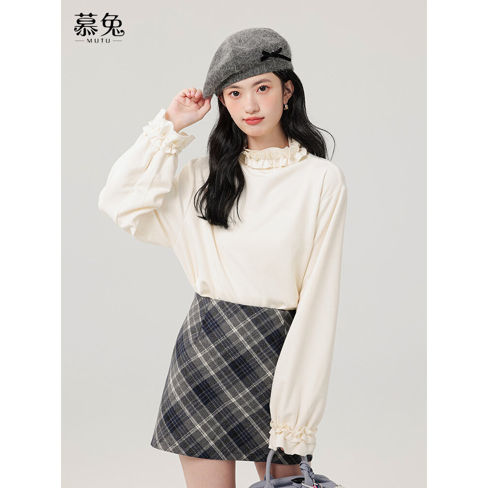 Mutu Sơ Mi Top Corduroy Tay Áo Thun, Phong Cách Pháp Cho Xuân Mới