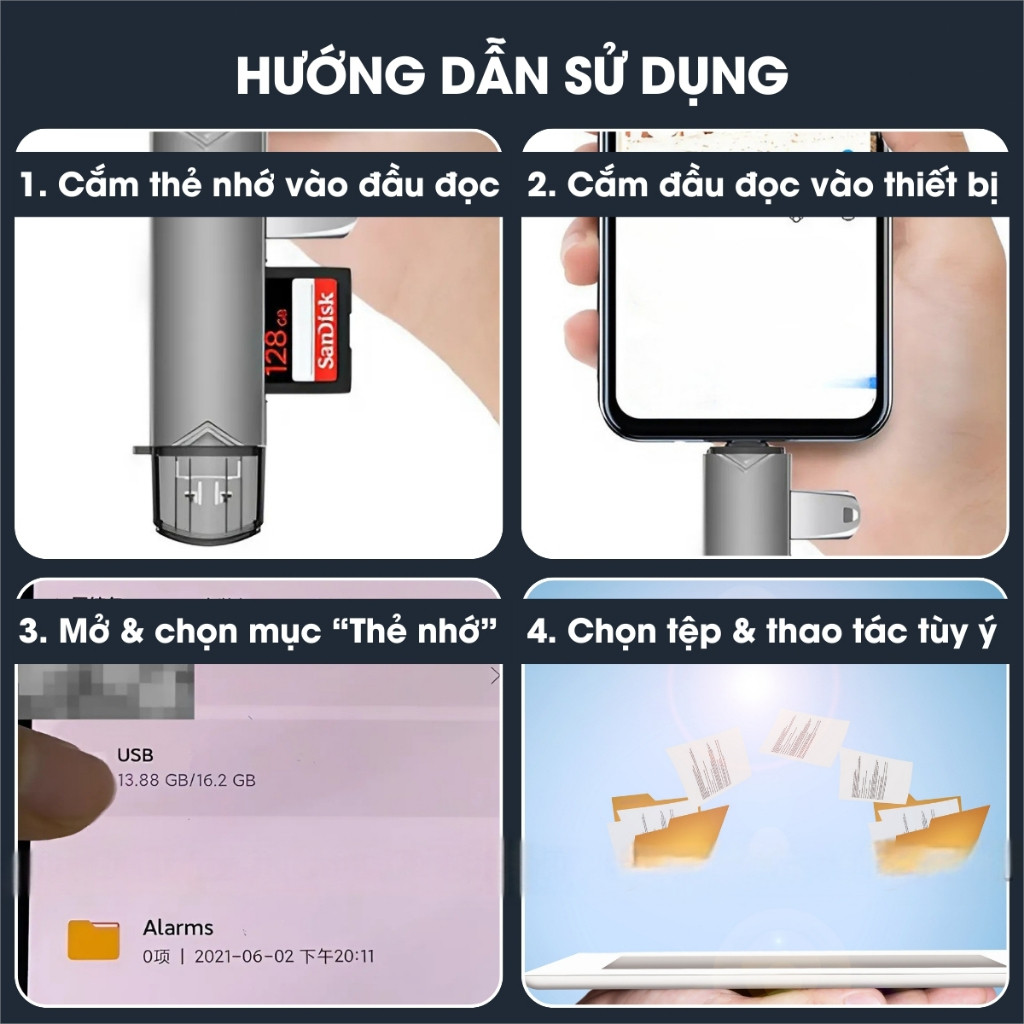đầu đọc thẻ nhớ Đầu Đọc Thẻ Nhớ Micofi, Đồ Cổng Đọc Thẻ Nhớ Type-C/USB SD Đa Năng USB 3.0 Micro Card Reader OTG