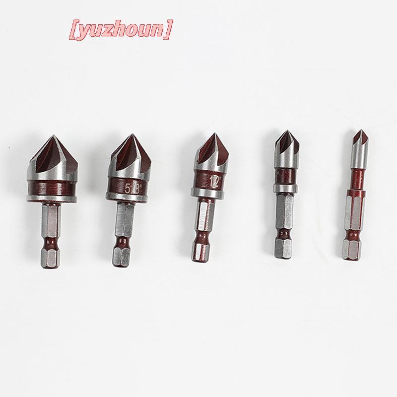 [yuzhoun] Dụng cụ mở lỗ Chamfer Mũi khoan Hex Shank Dụng cụ vát chế biến gỗ 82° Nút đếm đa kích thước chính xác