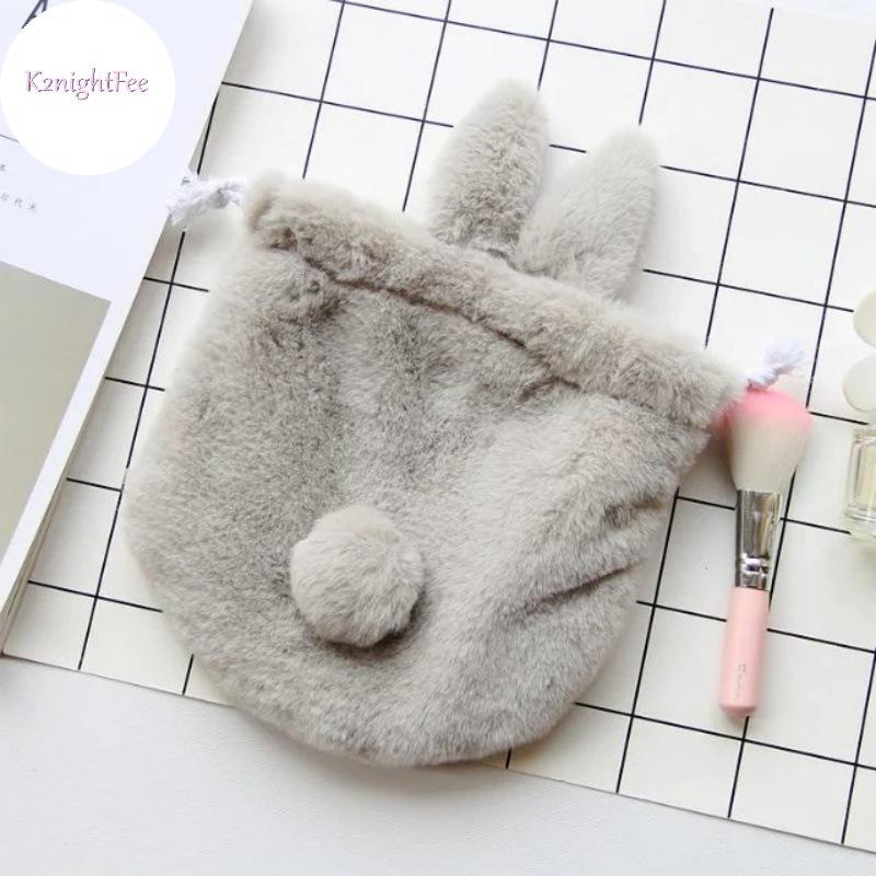 K2nightFee 1 Cái Túi Dây Rút Nhà Thơ Thỏ Dễ Thương Sang Trọng Túi Tai Thỏ Có Lông Tơ Giống Như sel Sweet Kawaii Túi Trang Điểm Phụ Kiện Nhỏ VN