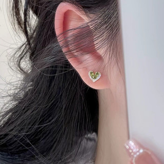 Bông Tai Tình Yêu Màu Xanh Bạc Hà Phong Cách Mori Với Kim Cương Nhấp Nháy