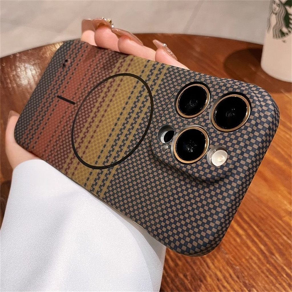Ốp điện thoại không khung họa tiết sợi Carbon Kevlar sang trọng cho IPhone 11 12 13 14 15 16 Pro Max Vỏ Pc siêu mỏng