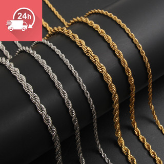 Thời Trang Nam Mạ Điện Phong Cách Châu Âu Và Mỹ 3 / 4 / 5 Mm Thép Không Gỉ Xoắn Dây Chuyền Vòng Cổ