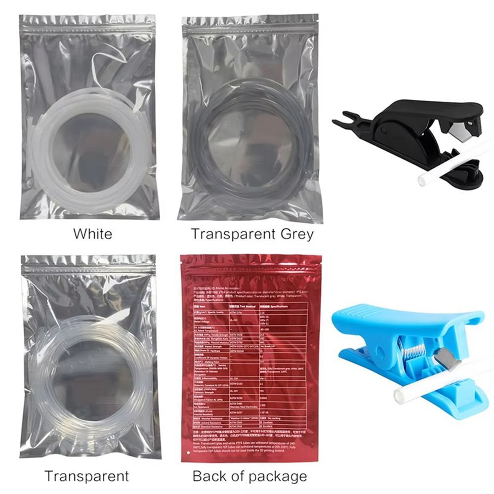 Ống PTFE Teflon 4x2.5mm cho ăn máy in YOLOGO, phụ kiện đùn dài 4m, kèm máy cắt, dùng cho Bambu Lab P1S AMS A1 mini