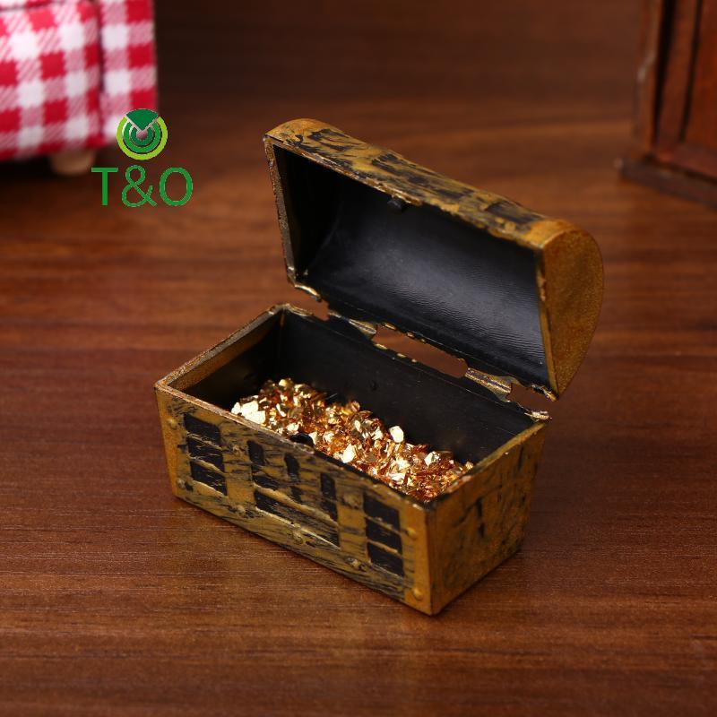 [T & O-t] 1: 12 Nhà Búp Bê Thu Nhỏ Kho Báu Cướp Biển Ngực Thỏi Vàng Thanh Nội Thất Mô Hình Nhà Trang Trí Đồ Chơi Phụ Kiện Nhà Búp Bê [Mới]