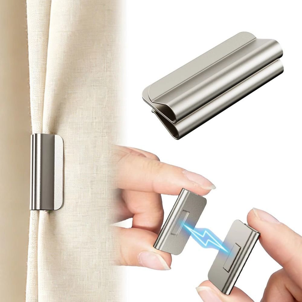 TUYỆT VỜI 1 Cặp Kẹp Đóng Rèm, Khóa Cố Định Rèm Kim Loại Thu Hút Từ Tính, Chất Lượng Cao Có Thể Tháo Rời Rèm Cửa Sổ