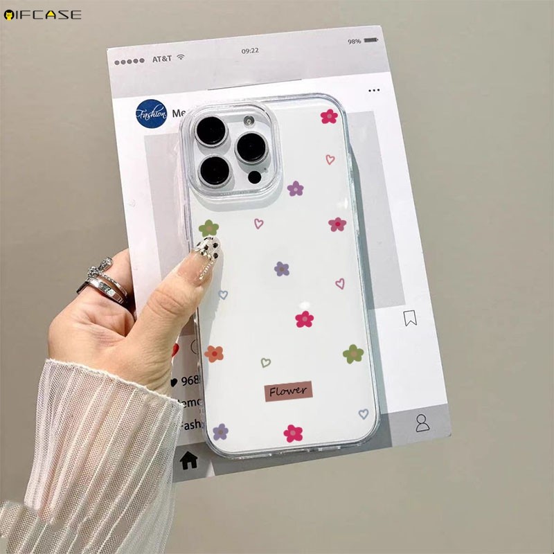 Dành Cho Redmi Note 15 14 14S 13 12 Turbo 12S 11 Pro Plus Speed SE 11S 10 9 Pro Max 10S 9S 9T 5G 4G Vỏ Điện Thoại Hoa Nhiều Màu Sắc Dễ Thương Nhãn Trái Tim Tình Yêu Màu Trắng Vỏ Đơn Giản