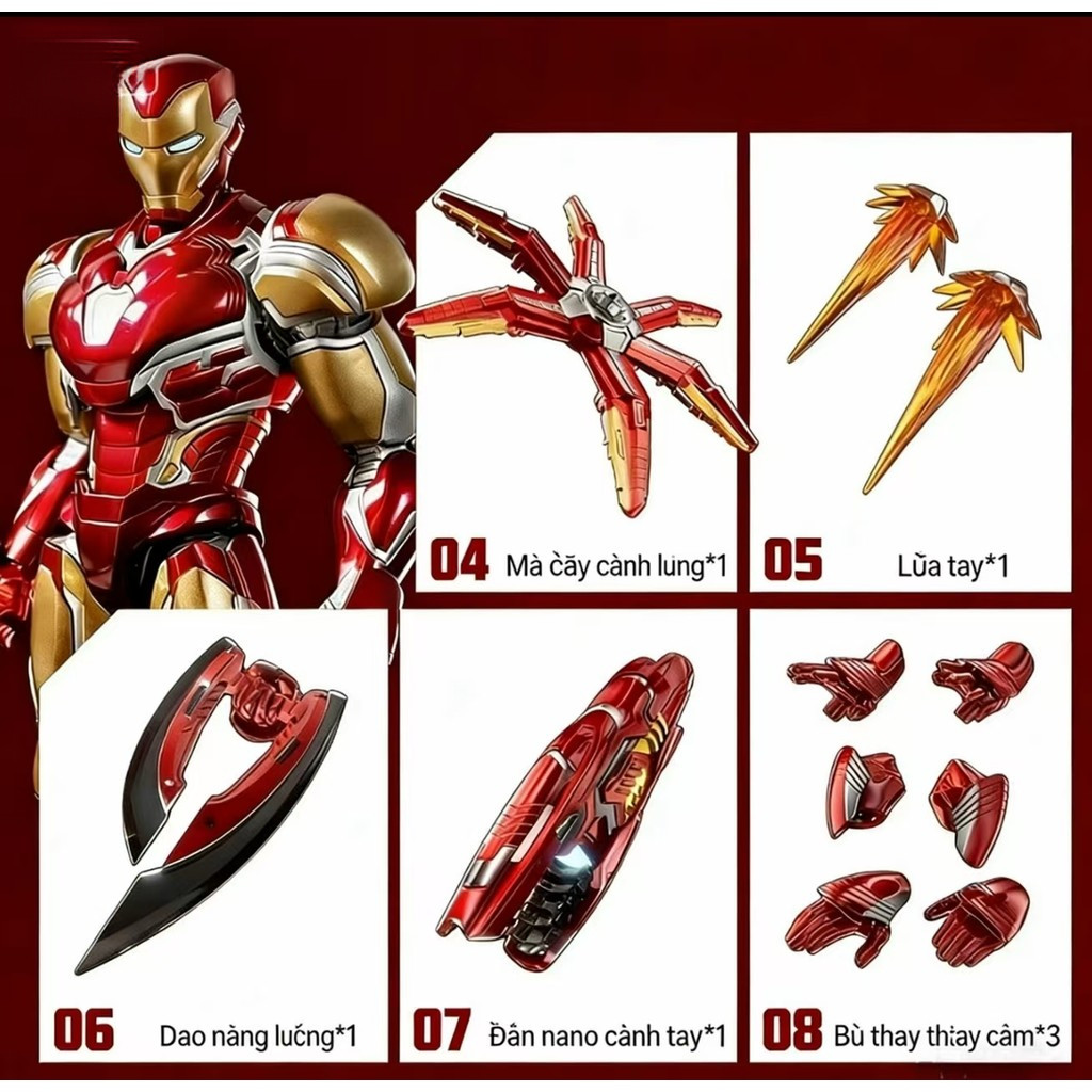 Marvel Heroes Beyond Edition Iron Man Thunder God Hình Lắp Ráp Đồ Chơi Bộ Sưu Tập Dạ Quang Đồ Trang Trí