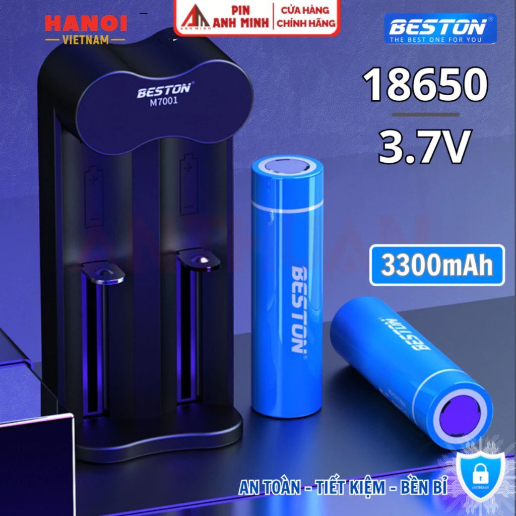Pin Sạc 18650 3.7V Dòng Xả Cao Beston 3300mAh 2600mAh dùng cho sạc đa năng M7001 sạc nhanh tự ngắt