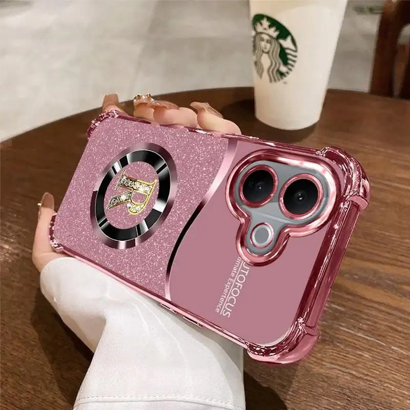 Vỏ Cho VIVO V60 LITE Phim Hoạt Hình Bảo Vệ Toàn Diện Chống Rơi Màu Hồng May Mắn Bìa Thư Mạ Điện Bảo Vệ Camera Vỏ Điện Thoại Silicon
