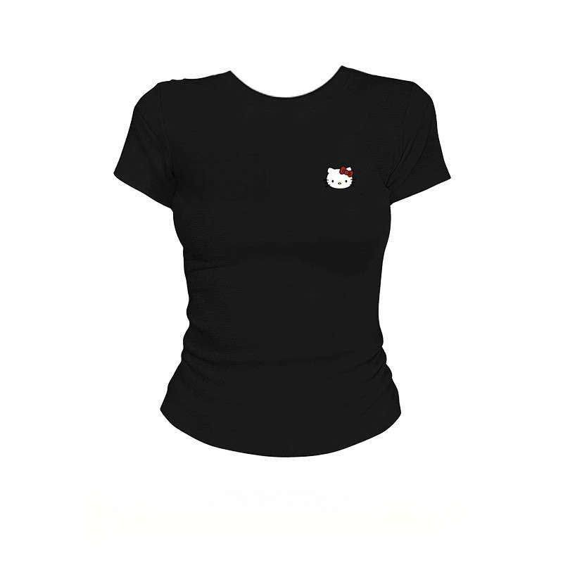 (Mở Bán) Áo Thun croptop hottrend chất tăm lạnh  ,tôn dáng-in mèo nguuc kiti-thoitragthuba