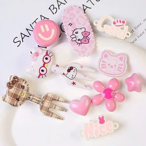Set Charm Dĩa Mèo Hello Kitty đeo kính , Hello Kitty caro- Set Cute Kawaii Mini – Charm Nice Smile Hoa Tim Ngôi Sao
