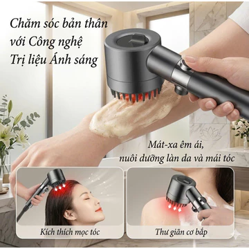 Vòi Sen Tăng Áp Cao Cấp Modeco - Vòi Tăng Áp Mạnh 3 Chế Độ Tùy Chỉnh, Có Lõi Lọc Nước An Toàn Cho Da, Đầu Vòi Massage