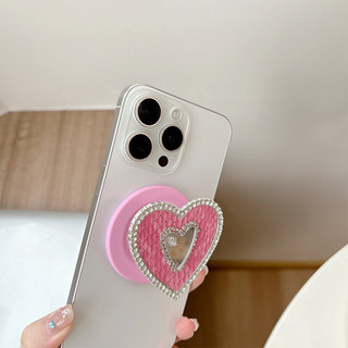 Tình Yêu Kim Cương Tròn Từ Tính Giá Đỡ Điện Thoại Cho IPhone 17 16 15 14 13 12 Pro Max 14 Plus Có Thể Gập Lại Vòng Tay Co Giãn Để Bàn Đứng P2
