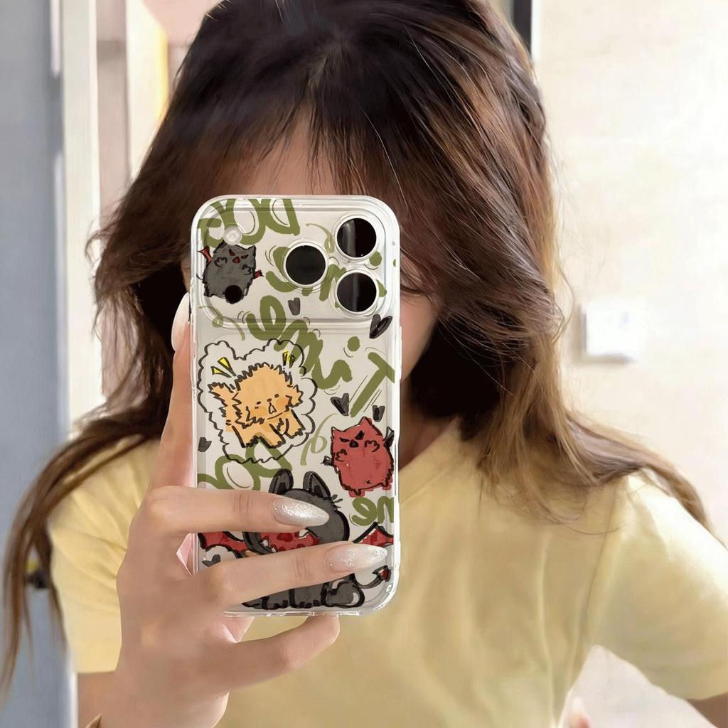Thiên thần ma quỷ chóphù hợp với16vỏ ốp điện thoại iPhone17Air vỏ không gian14/13/11Pro
