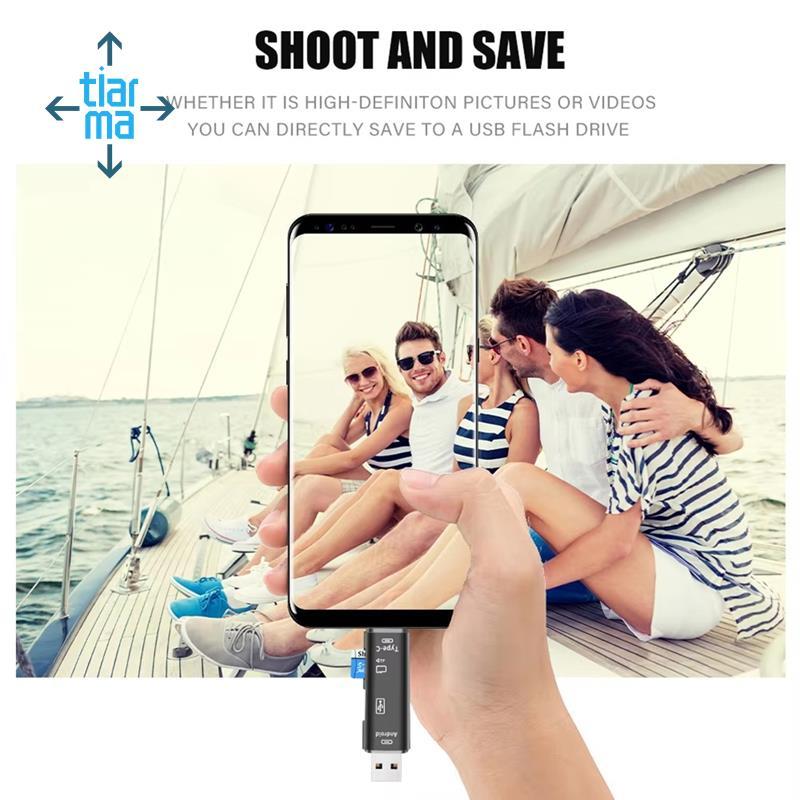 Đa Năng Cho Android Cho Máy Tính USB 3.0 Loại C USB Micro USB SD TF Đầu Đọc Thẻ Nhớ Dock OTG Loại C Adapter Trắng
